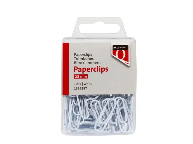 Paperclip Quantore 28mm 100 stuks wit