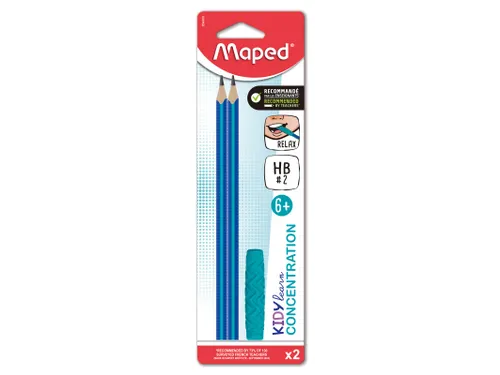 Maped Kidy Learn Concentratie 2 Potloden HB met kauwdop Blauw