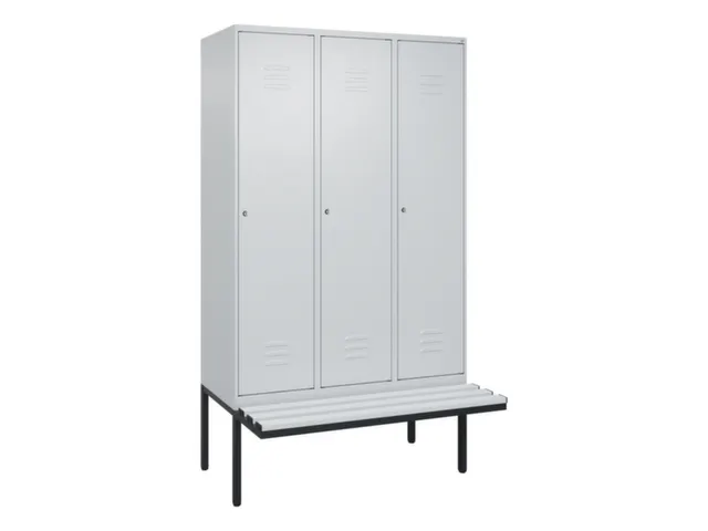locker met bank,HxBxD 2120x1200x815mm,3vak,vak B 400mm,cil.-slot