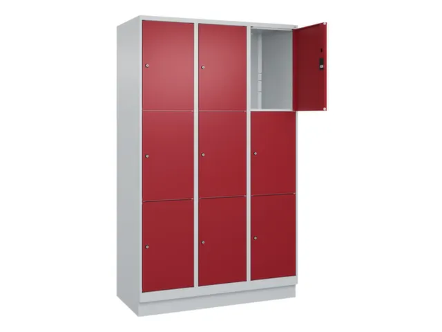 lockerkast,HxBxD 1950x1200x500mm,3x3vakken,vak B 400mm,cil.-slot