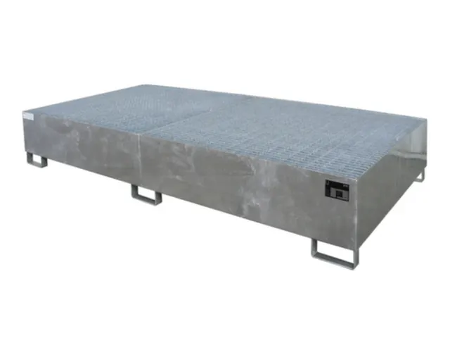 opvangbak,v. 2xIBC,opvangvol. 1000l,HxBxD 435x2650x1300mm,m. rooster