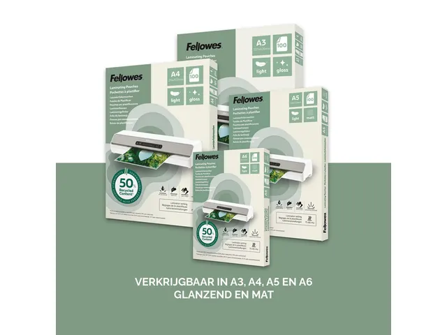 Lamineerhoes Fellowes A5 light 50% gerecycled glans 100stuks