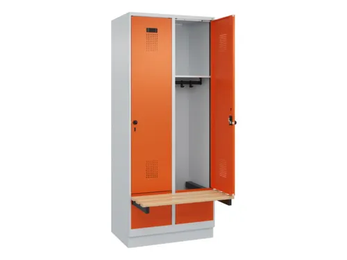 locker met bank,HxBxD 1950x800x815mm,2vak,vak B 400mm,draaigrendel