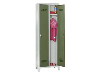 lockerkast v. kinderen,HxBxD 1600x630x500mm,2vak,RAL7035,front RAL6011 - 2