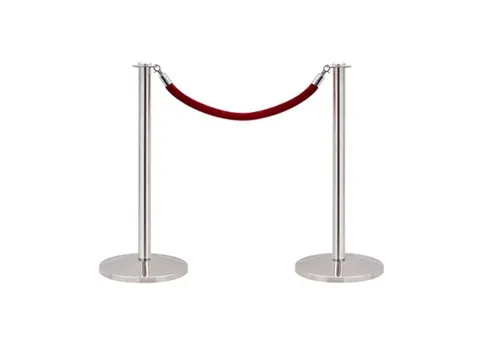Afzetpaal Seco Chrome 2st met koord en 1.5m rood lint
