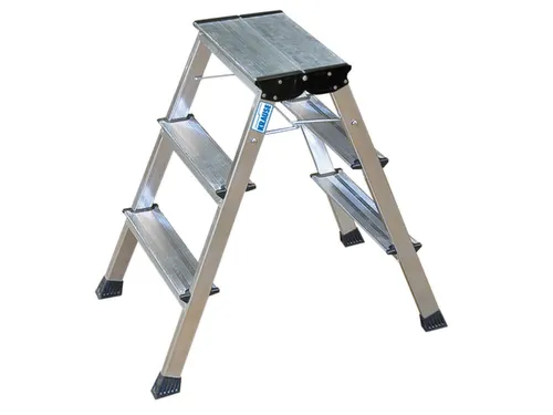 Verrijdbaar Vouwtrapje Aluminium 2x3treden 4 Geveerde Wielen Alumin
