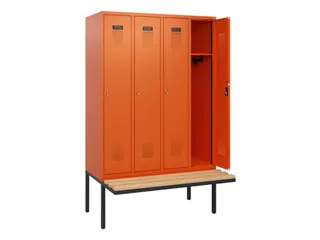 locker met bank,HxBxD 1950x1200x815mm,4vak,vak B 300mm,cilinderslot - 1