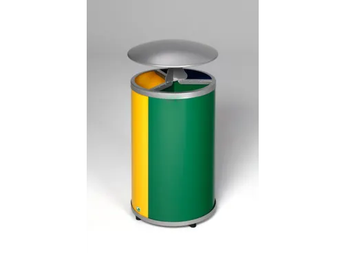 Afvalverzamelstation 3x30 Liter 950x420Mm dak Geel/Blauw/Groen