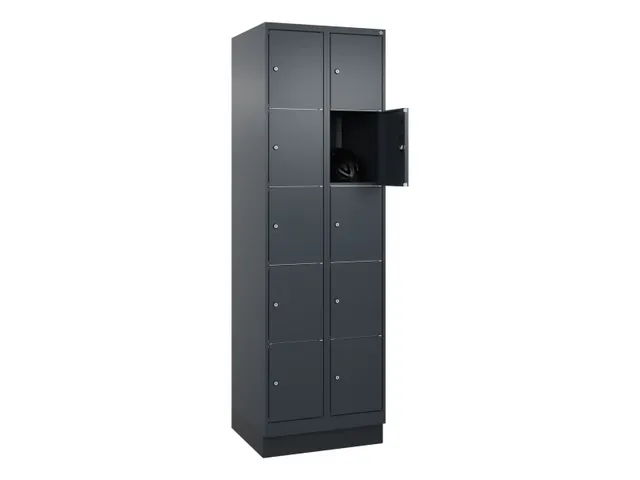 lockerkast,HxBxD 1950x600x500mm,2x5vakken,vak B 300mm,cil.-slot,sokkel