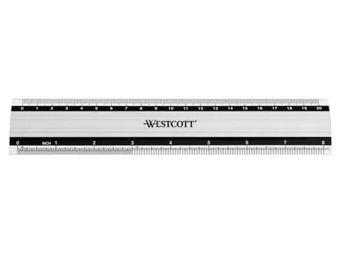 Liniaal Westcott aluminium 20cm met anti slip