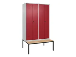 PBM-locker met bank,HxBxD 2120x1200x815mm,4vak,vak B 300mm