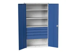 universele kast,HxBxD 2000x1050x550mm,3xStalen bodem,4lade(n)
