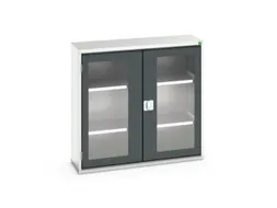 vitrinekast 1000x1050x350mm 2xStalen bodem romp RAL7035 front RAL7016