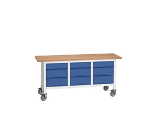 werkbank HxBxD 830x1750x600mm multiplexblad 9laden RAL7035 - 1