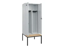 PBM-locker met bank,HxBxD 2120x800x815mm,2vak,vak B 400mm,draaigrendel