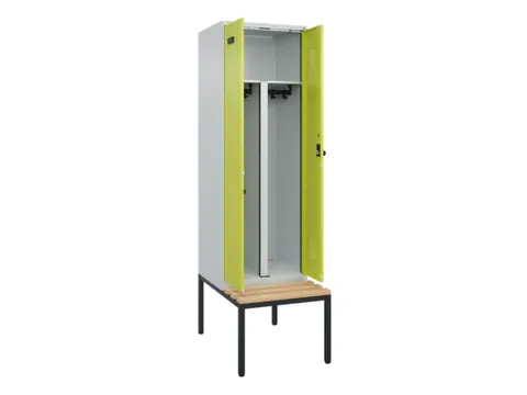 PBM-locker met bank,HxBxD 2120x600x815mm,2vak,vak B 300mm,draaigrendel