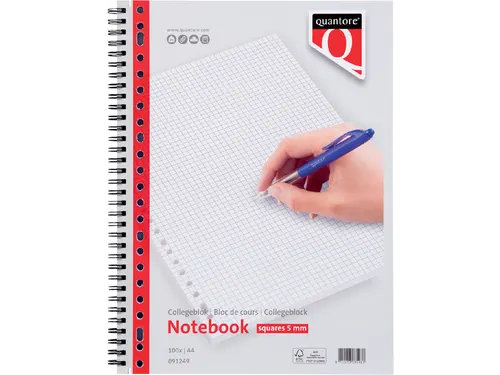 Collegeblok Quantore A4 ruit 5mm 23-gaats 100vel 70gr