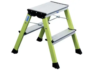 verrijdbaar vouwtrapje,aluminium,groen,bordes HxD 0,45x200m,2x2treden - 1