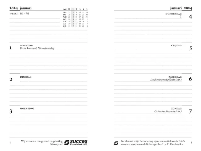 Agendavulling 2027 Succes Mini 7dagen/2pagina's