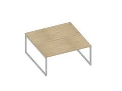 benchtafel,HxBxD 730x1600x1600mm,blad eiken,sledeframe aluminium