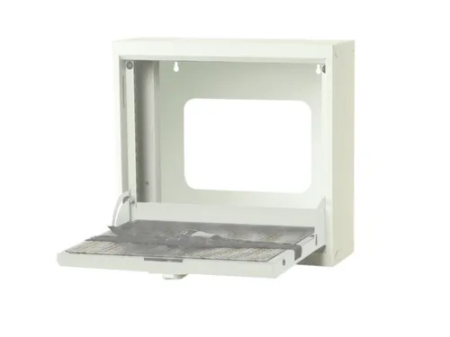 hangkast,v. laptops,HxBxD 410x500x150mm,klapdeur,slot,romp RAL7035