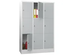 lockerkast,HxBxD 1850x1200x500mm,3x3vakken,RAL7035,front RAL7016