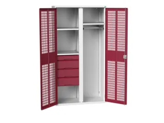 Locker 2000x1050x550mm 3 vakken lade, dubbele ventilatiedeur, RAL3004 - 1