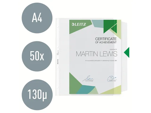 Showtas Leitz 4764 A4 4-gaats PP 0.13mm nerf met klep