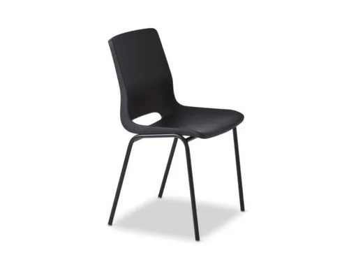Kunststof kuipstoel,4voeten zwart,zitting PP charcoal