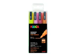 Verfstift Posca PC3M Fijne punt 0,9-1,3mm 4 stuks glitter kleuren warm
