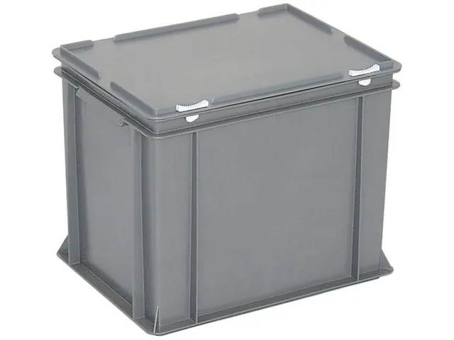 Euronorm Stapelkrat Pe Hxlxb 330X400X300Mm 31L Met Deksel Grijs
