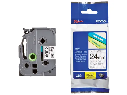 Labeltape Brother P-touch TZe-151 standaard 24mm zwart op transparant