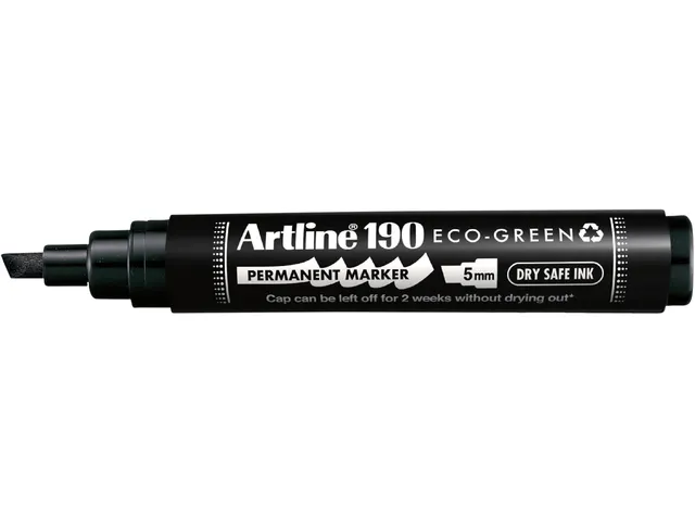 Permanent marker Artline 190 Eco schuin 2-5mm Dry Safe zwart
