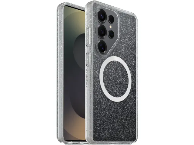 React Samsung S26 Ultra Hoesje Magnetic Back Cover Glitter Transparant