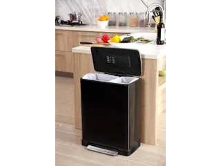 Pedaalemmer E-Cube recycling 46 Liter Zwart Mat RVS - 4