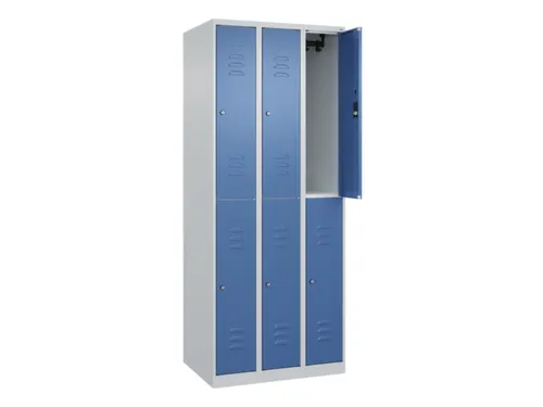 dubbeldekse locker,HxBxD 1850x750x500mm,3x2vak.,vak B 250mm,cil.-slot