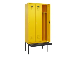 locker met bank,voor scheiding van kleding,HxBxD 2120x900x815mm,3vak - 1