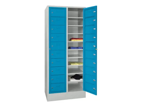 Wasgoedkast 1850x770x500 2x10 Vakken Sokkel Ral7035 Front Ral5012