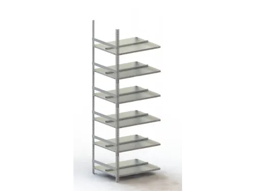Schroefstelling Aanbouwveld Ral7035 1850x752x604mm 6legborden 80kg