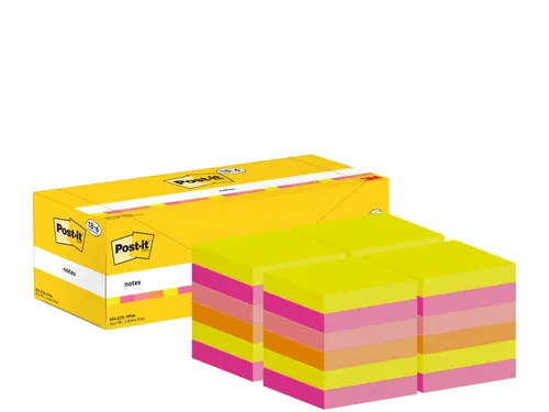 Memoblok 3M Post-it 654-COL 76x76mm kleur assorti voordeelpak