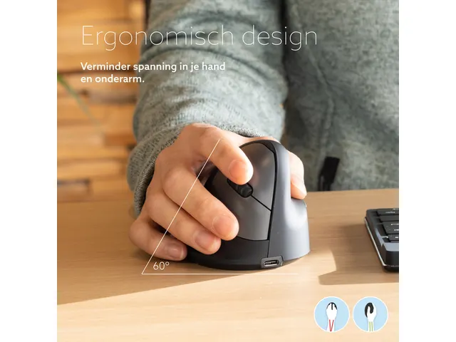 Ergonomische muis R-Go HE Break Large Rechts draadloos Zwart