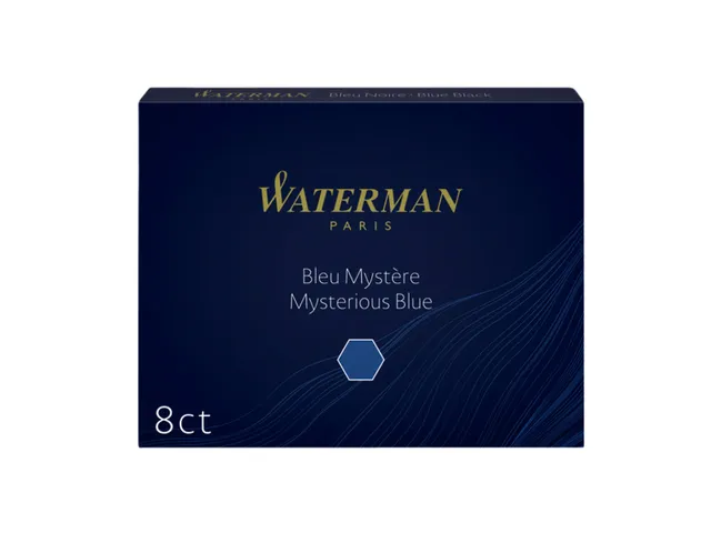 Inktpatroon Waterman lang Mysterious Blue Blauw-Zwart 8 stuks