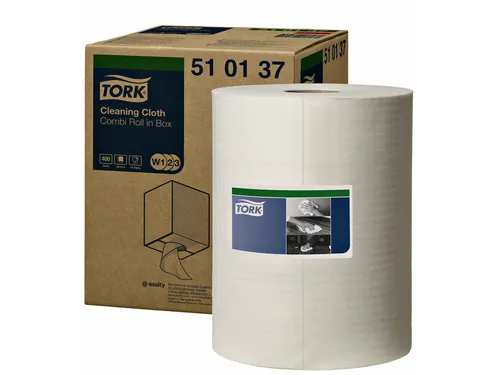 Reiningingsdoek Tork W1 herbruikbaar nonwoven 400 vel wit 510137