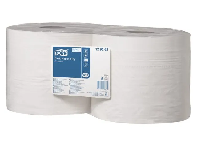 Poetsrol Tork 2-laags Wit 129262 Basic Combi rol W1/2 multifunctioneel