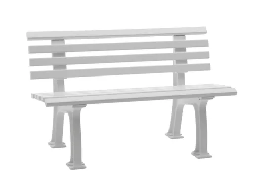Kunststofbank 740x1200x380mm Zit H 440mm 9 Latten 2 Pootstellen Wit