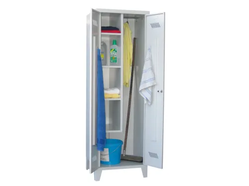 Schoonmaakkast HxBxD 1850x600x500mm Cilinderslot RAL7035 Front RAL7035