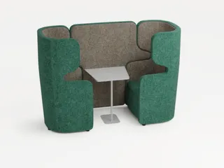 Zitgroep,2Fauteuils,Tafel,2-Zits,Geluidabsorberend,Stof Turkoois/Beige - 1
