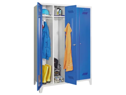 garderobekast,HxBxD 1850x1170x500mm,4vak,RAL7035,front RAL7016
