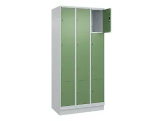 lockerkast,HxBxD 1950x900x500mm,3x4vakken,vak B 300mm,cil.-slot,sokkel - 1