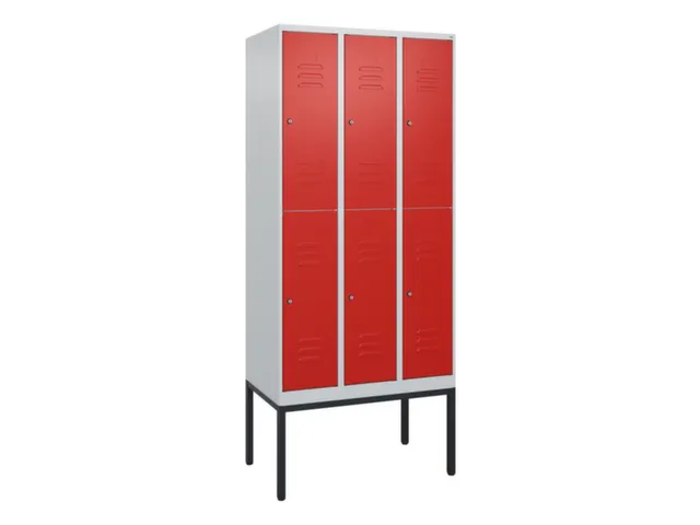 dubbeldekse locker,HxBxD 2120x900x500mm,3x2vak.,vak B 300mm,cil.-slot